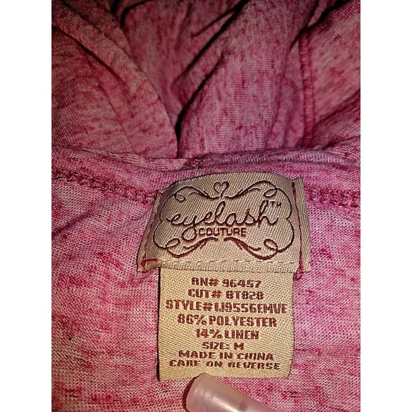 EyeLash Couture Womens Top Size Medium Pink Knit Cold Shoulder Bottom Tie - Picture 5 of 5